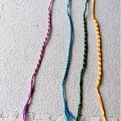 ミサンガお得４点セット　ライトブルー　パープル　グリーン　オレンジ　ハンドメイド　手首　足首　人　ペット　ブレスレットの画像