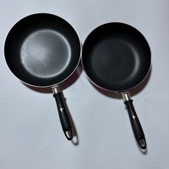 数回使用　コンロのみok フライパン2本セット　ピンク　中古