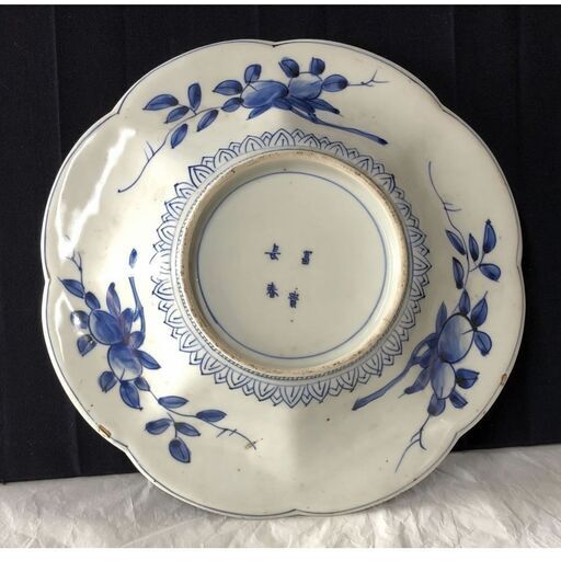 e1881 古伊万里 色絵 鉢 径26.5cm 皿 木箱入り 輪花鉢