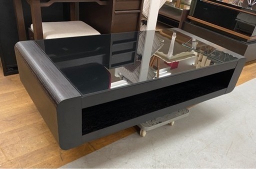 R307 NITORI トップガラスリビングテーブル、人気ブラック、幅120cm
