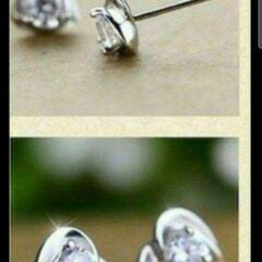 ①j←←←m16-10番　刻印/CZダイヤモンドオープンハートピアス       202208060640の画像