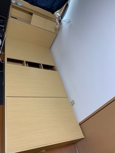 北欧風 収納ベッド シングル 引き出し コンセント 宮棚 扉付き