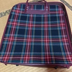 昭和 旅行カバン チェック柄 キャスターなし