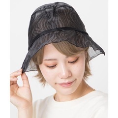 新品未使用　WEGO  リバーシブルシースルーハット　ブラックの画像