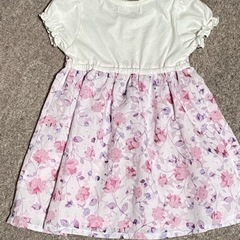 花柄切り替えワンピース　100の画像