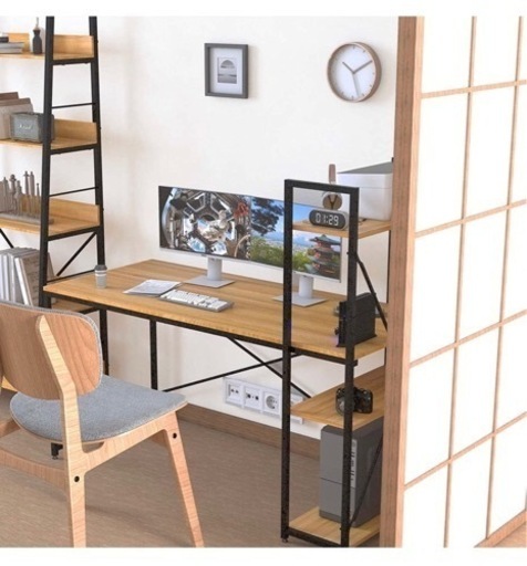 【新品】デスクトップ用パソコンデスク ラック付きデスク 机 PCデスク 木製  オフィスデスク ワークデスク