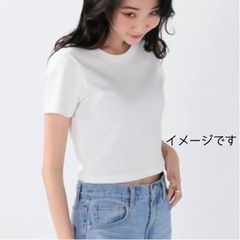 コットンミニTシャツ　半袖　トップス  リブ ベージュ 丈さらに短め44cm  の画像