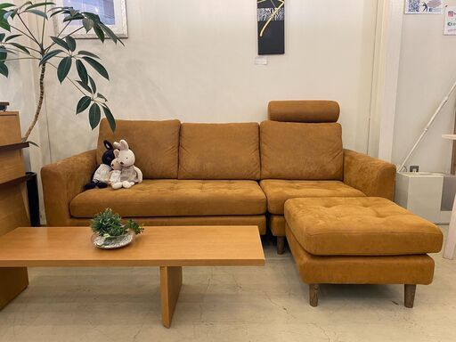 宇都宮でオシャレな家具を探すなら『オトワリバース！』ソファ RELAX FOAM リラックスフォーム 3人掛け キャメル オットマン付