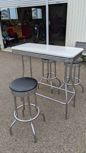 【引取限定】カウンターテーブルセット 白