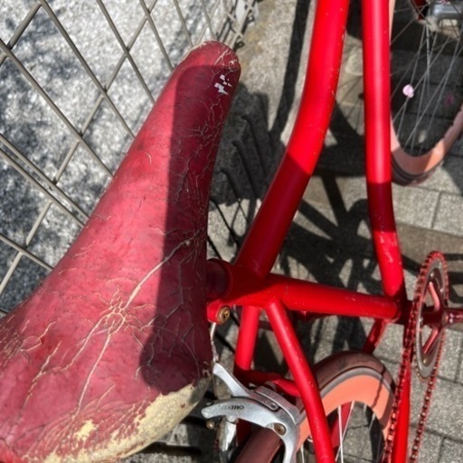 赤ピンク自転車　ピスト　原宿購入レディース