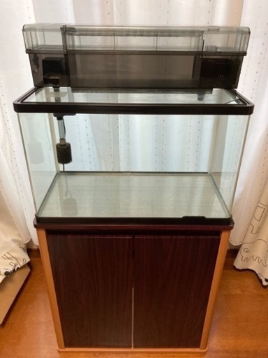 【受渡し決定】60cm水槽セット（水槽、水槽台、上部フィルターほか）