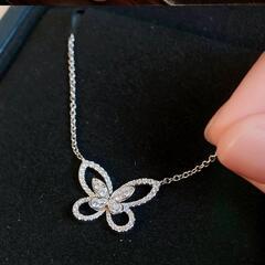 バタフライ パピヨン 蝶 ネックレス アクセサリー パヴェ シルバー925の画像