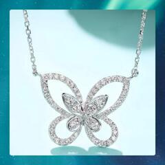 バタフライ パピヨン 蝶 ネックレス アクセサリー パヴェ シル...