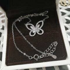 バタフライ パピヨン 蝶 ネックレス アクセサリー パヴェ シルバー925の画像