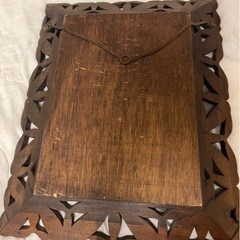 アジアン木製壁掛けミラー美品の画像