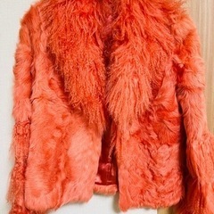 【限定特価】高級素材チキャンラム 本物毛皮*コート*オレンジ系