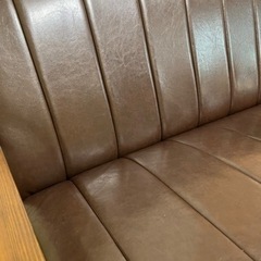 【引取り限定】2人用合皮ソファ(Nシールド ステイン2KD DBR) ニトリソファの画像