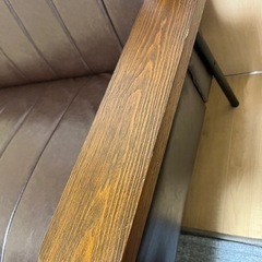 【引取り限定】2人用合皮ソファ(Nシールド ステイン2KD DBR) ニトリソファの画像