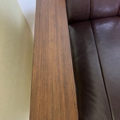 【引取り限定】2人用合皮ソファ(Nシールド ステイン2KD DBR) ニトリソファの画像