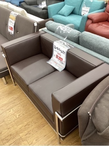 KH-26【新入荷　リサイクル品】2シーターアームソファ　ブラウン