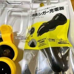スマホアクセサリー8点、車用ソケット、スマホレンズ、まとめての画像