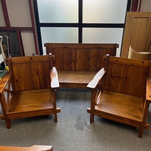 3点セット 木製ベンチ 椅子 クッションなし