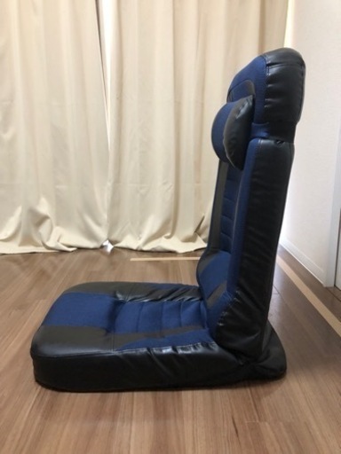 【美品】座椅子　ハイバック　ゲーミングチェア　ネイビー