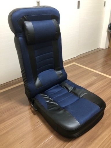 【美品】座椅子　ハイバック　ゲーミングチェア　ネイビー