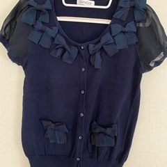 リボン付きニットカーディガン