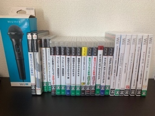【20％引きしました】Wii PS3 PS2 PSP ゲームソフトいろいろまとめ売り　23本＋Wii マイク