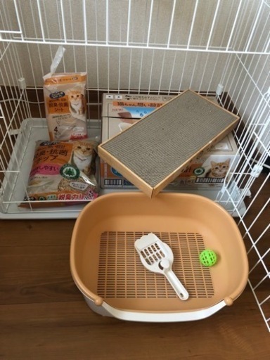 キャットケージ2段（アイリスオーヤマ）＆猫飼育セット