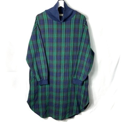 LLBean エルエルビーン 長袖 ロング シャツ ワンピース チェック柄 M アメリカ製 希少 正規品 古着 カジュアル ウェア mixsculture