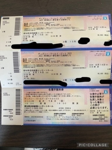 ディズニー　コンサート　Disney world beat 愛知　8月14日　S席　2枚