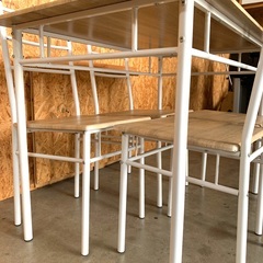 【訳有品】少しグラ付き有り。ダイニングテーブル　セット　木目調　×  ホワイトの画像