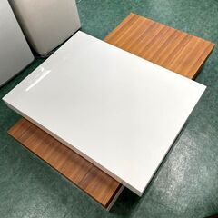 ローテーブル センターテーブル リビングテーブル コーヒーテーブル 回転 可動天板 モダン シック 伸縮  白 ホワイトの画像