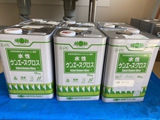 【6缶で1万円】日本ペイント　水性　ケンエースグロス16kg　3分ツヤあり　色:ND-370(白)