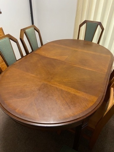 【終了】マルニ木工　地中海ダイニングテーブル（伸長式）+チェア5脚　ニース　使用歴30年　家族構成が変わり手放すことにしました。まだまだ使えます。