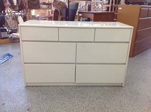 ホワイト 幅124cm　ローチェスト【9650167】