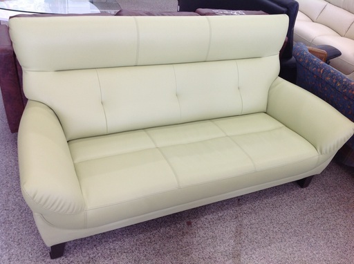 グリーン　合皮　３人掛けソファー【9650050】