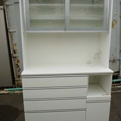 ◆ニトリ キッチンボード レジューム 120 ホワイト×アルミフ...