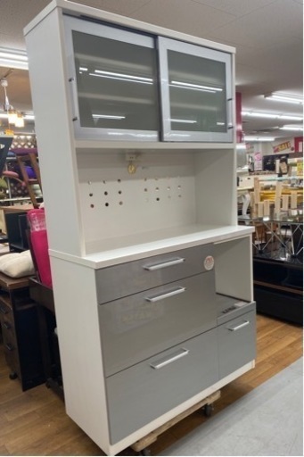 R453 ユーアイ製 キッチンボード、食器棚、幅105cm 美品