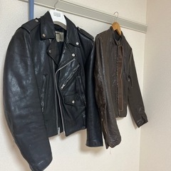 vintageライダース　2着　黒　茶　ブルックス激安