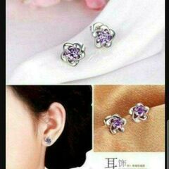 j←←←m18-10 /ＣＺアメジストフラワーピアス      202208101238の画像