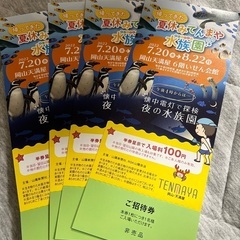 【決まりました】てんまや水族園　招待券４枚