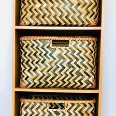 3段カラーボックス  かご付き　収納