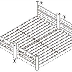 無垢パイン材ベッド２台分バラ（２段ベッドにする為の金具紛失中）