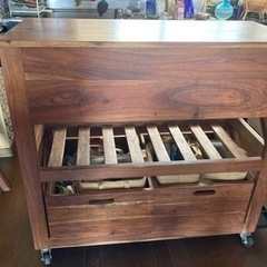 木のキッチンカウンター　ワゴン