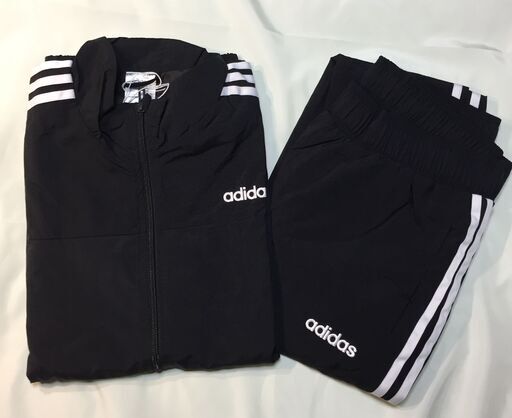 2F-193 新品 ａｄｉｄａｓ　アディダス　ウーブントラックスーツ　上下セット　ジャージ　ウインドブレーカー ブラック XOサイズ
