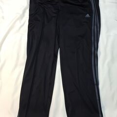 2F-196 新品 ａｄｉｄａｓ　アディダス　3ストライプ　トラックスーツ　　ジャージ　パンツ　テロテロ生地 ブラック Oサイズの画像