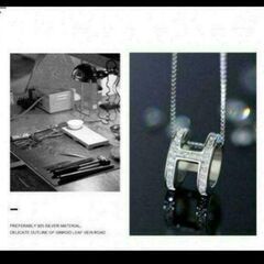 ▼j←←←m18-16刻印有り/ブリリアントカットパヴェアーチペンダントネックレス          202208110614の画像